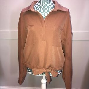 Gathered Waist Tie Blouse